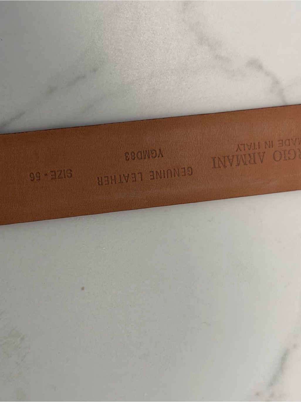 Giorgio Armani Cognac Leather Belt With Subtle Stamp